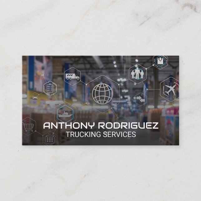 Shipping Warehouse | Logistics Network Business Card (Front)