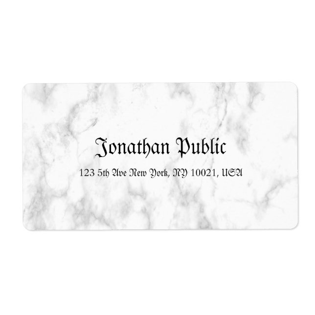 Shipping White Marble Script Luxury Modern (Front)