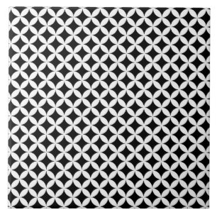 Shippo Japanese Black And White Geometric Pattern Tile