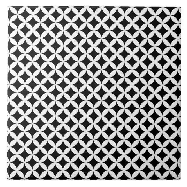 Shippo Japanese Black And White Geometric Pattern Tile (Front)