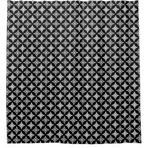 Shippo with Flower Motif, Black, White and Grey