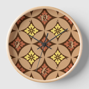 Shippo with Flower Motif, Brown and Golden Yellow Clock