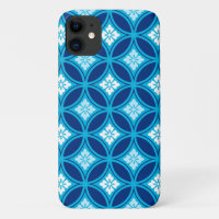 Shippo with Flower Motif, Deep Indigo Blue