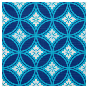 Shippo with Flower Motif, Deep Indigo Blue Fabric