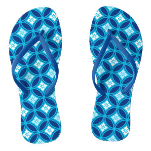Shippo with Flower Motif, Deep Indigo Blue Flip Flops