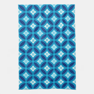 Shippo with Flower Motif, Deep Indigo Blue  Kitchen Towel