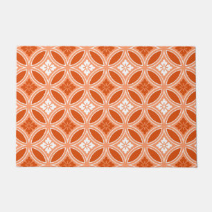 Shippo with Flower Motif, Mandarin Orange Doormat