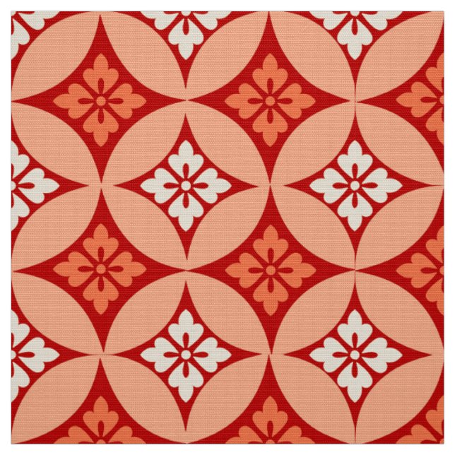 Shippo with Flower Motif, Mandarin Orange Fabric (Swatch)