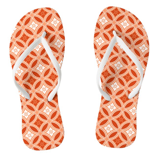 Shippo with Flower Motif, Mandarin Orange Flip Flops (Footbed)
