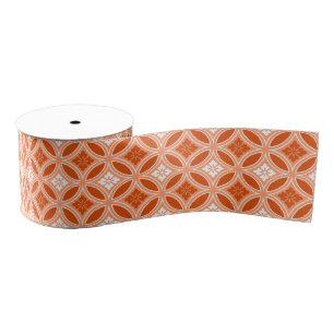 Shippo with Flower Motif, Mandarin Orange  Grosgrain Ribbon