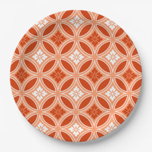 Shippo with Flower Motif, Mandarin Orange Paper Plate