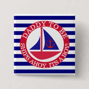 Ships Ahoy, Its a Boy Baby Shower Button