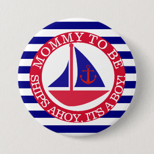 Ships Ahoy, Its a Boy Baby Shower Button
