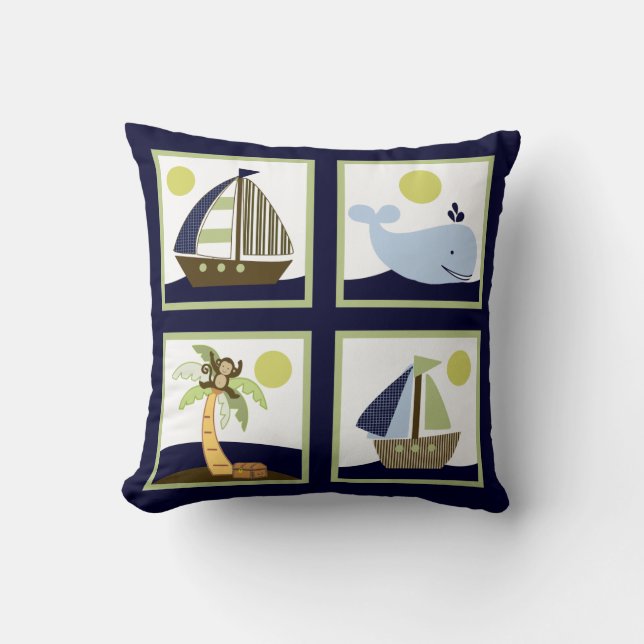 Ships Ahoy Mate/Nautical Personalized Pillow (Front)