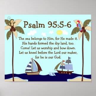 Ships Ahoy Nautical Bible Verse Wall Print