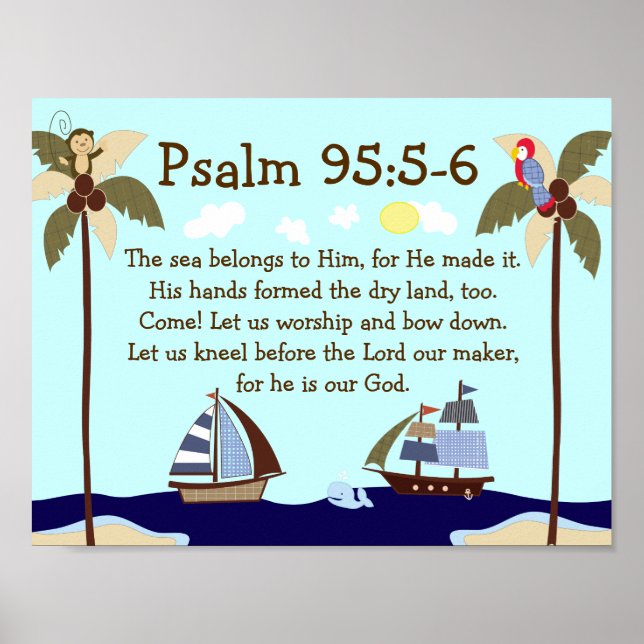Ships Ahoy Nautical Bible Verse Wall Print (Front)