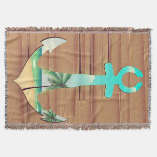Ships Anchor in a board walk Throw Blanket