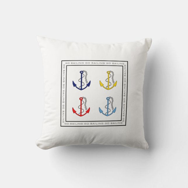 Ships Anchors Nautical Throw Pillow (Front)