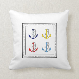 Ships Anchors Nautical Throw Pillow