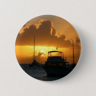 Ships and Sunset Tropical Seascape 2 Inch Round Button