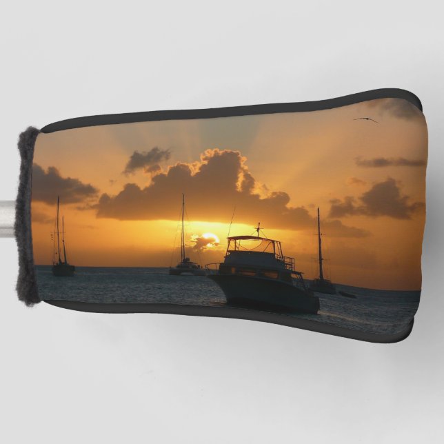 Ships and Sunset Tropical Seascape Golf Head Cover (Front)