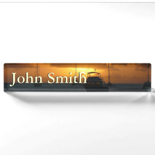 Ships and Sunset Tropical Seascape Nameplate
