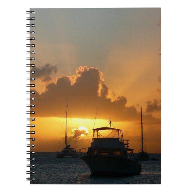Ships and Sunset Tropical Seascape Notebook (Front)