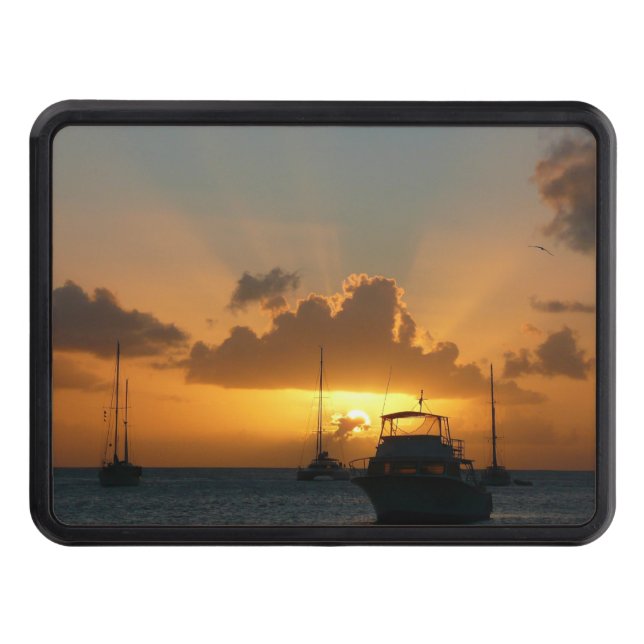 Ships and Sunset Tropical Seascape Trailer Hitch Cover (Front)