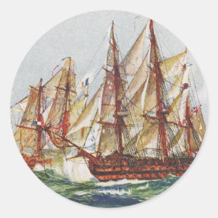 Ships Battle of Trafalgar Classic Round Sticker