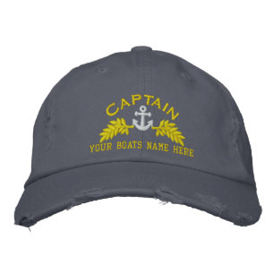 Ships Captain and boat anchor Embroidered Hat