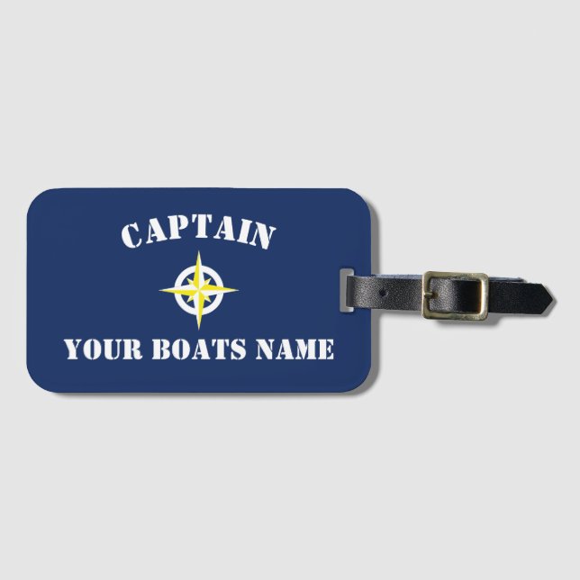 Ships captain nautical compass luggage tag (Front Horizontal)