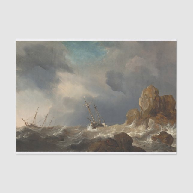 Ships in a Gale by Willem van de Velde the Younger Tissue Paper (Front)