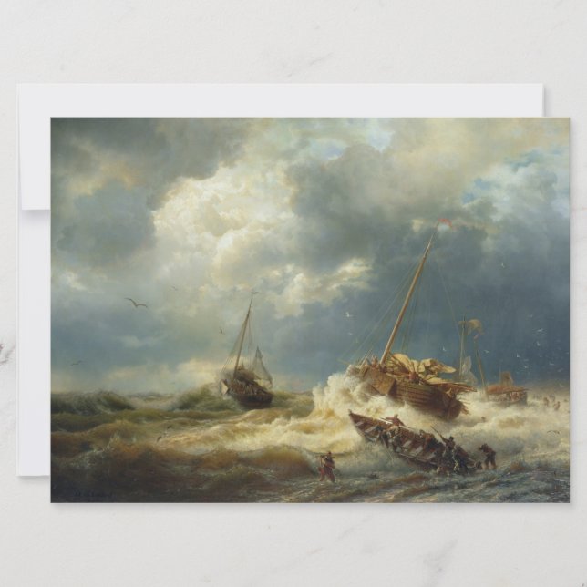 Ships in a Storm on the Dutch Coast Card (Front)