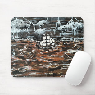 Ships in a Storm Painting by Alfred Fox Mouse Pad