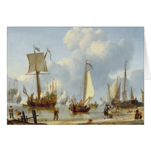 Ships in Calm Water with Figures by the Shore