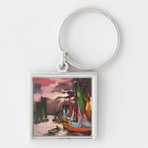 Ships in the Port of La Rochelle Art Keychain