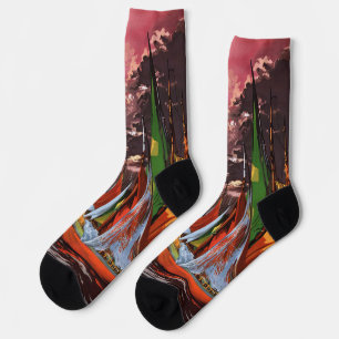 Ships in the Port of La Rochelle Art Socks