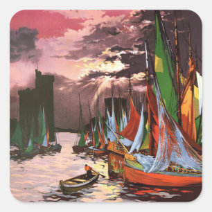Ships in the Port of La Rochelle Art Square Sticker
