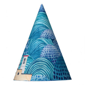 Ships & Lighthouse: Childish Watercolor Party Hat