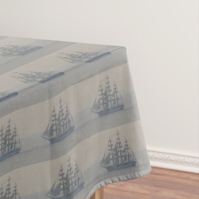 Ships Nautical Marine Sailboat Sailing Decor Tablecloth (In Situ)