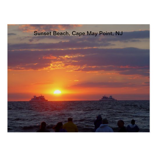 Ships Passing Fall Sunset at Cape May, NJ Postcard