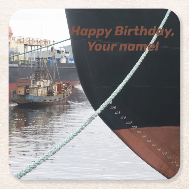 Ships Square Paper Coaster (Front)