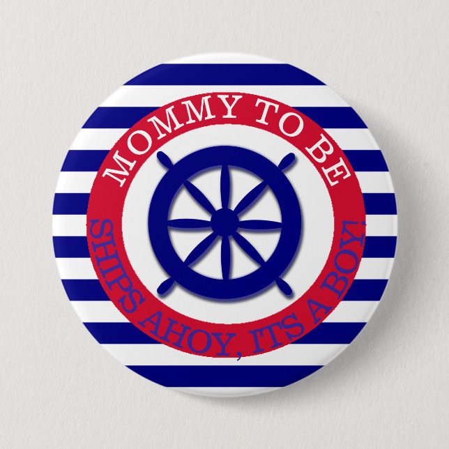 Ships steering wheel, Its a Boy Baby Shower Button (Front)