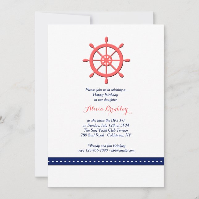 Ship's Tiller Invitation (Front)