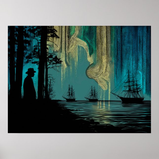 Ships under the Northern Lights Poster (Front)