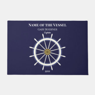 Ship's Wheel Captain & Year Large  Vessel Door Mat