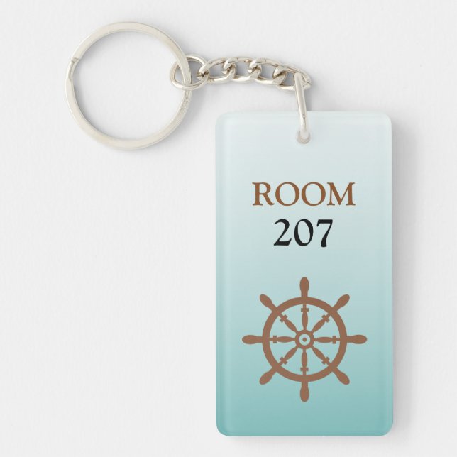 Ships Wheel Hotel Room Numbered Key Keychain (Front)