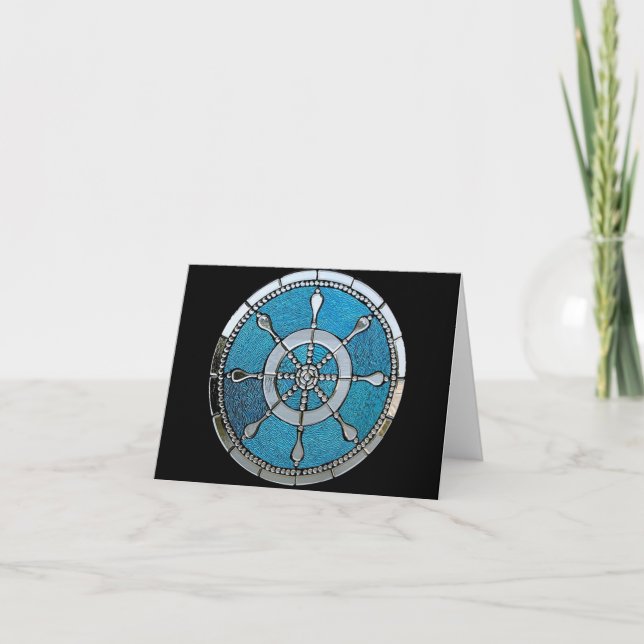 Ships Wheel Stained Glass Notecard (Front)