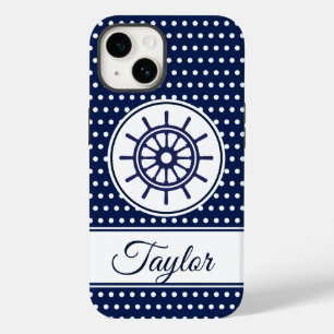 Ship's Wheel Symbol Maritime Style, Custom Name Case-Mate iPhone 14 Case
