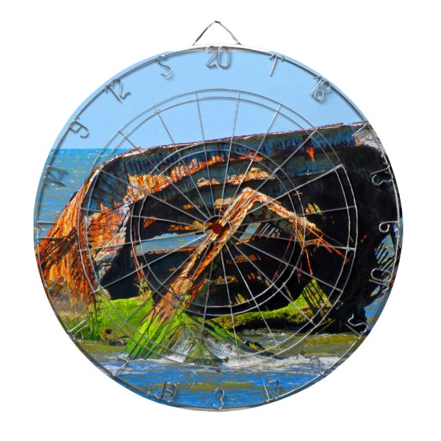 Shipwreck Abstract Blue Dartboard (Front)